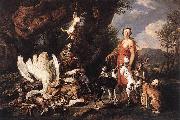 FYT, Jan Diana with Her Hunting Dogs beside Kill  dfg oil painting artist